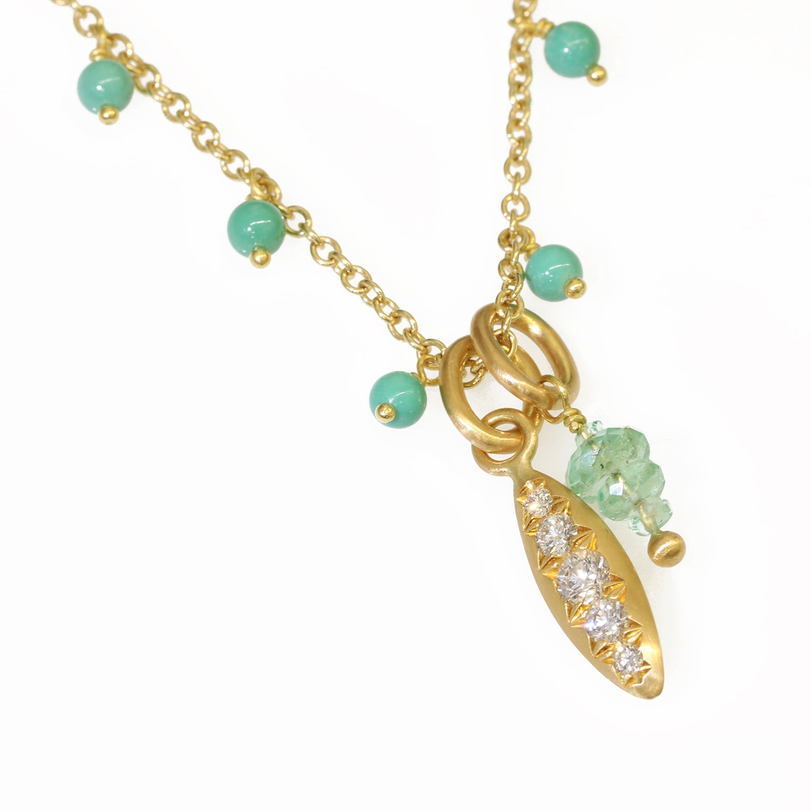 Caroline Ellen 20K Gold Faceted Graduated Emerald "Stick" Pendant