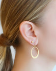 20K Gold Graduated Oval "Doorknocker" Hoop Earrings on Sculptural Pave Diamond Earwires