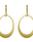 20K Gold Graduated Oval "Doorknocker" Hoop Earrings on Sculptural Pave Diamond Earwires