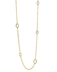 Caroline Ellen 20K Gold Handmade Chain Station Necklace with 8 Varied Gold and Pave Diamond Links