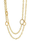 Caroline Ellen 20K Gold Handmade Chain Station Necklace with 8 Varied Gold and Pave Diamond Links