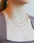 20K Gold Handmade "Flattened Paperclip Link" Necklace