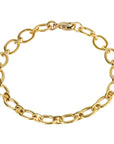 20K Gold Handmade Larger "Mini" Flat Link Bracelet - Peridot Fine Jewelry - Caroline Ellen