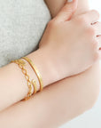 20K Gold Handmade Larger "Mini" Flat Link Bracelet - Peridot Fine Jewelry - Caroline Ellen