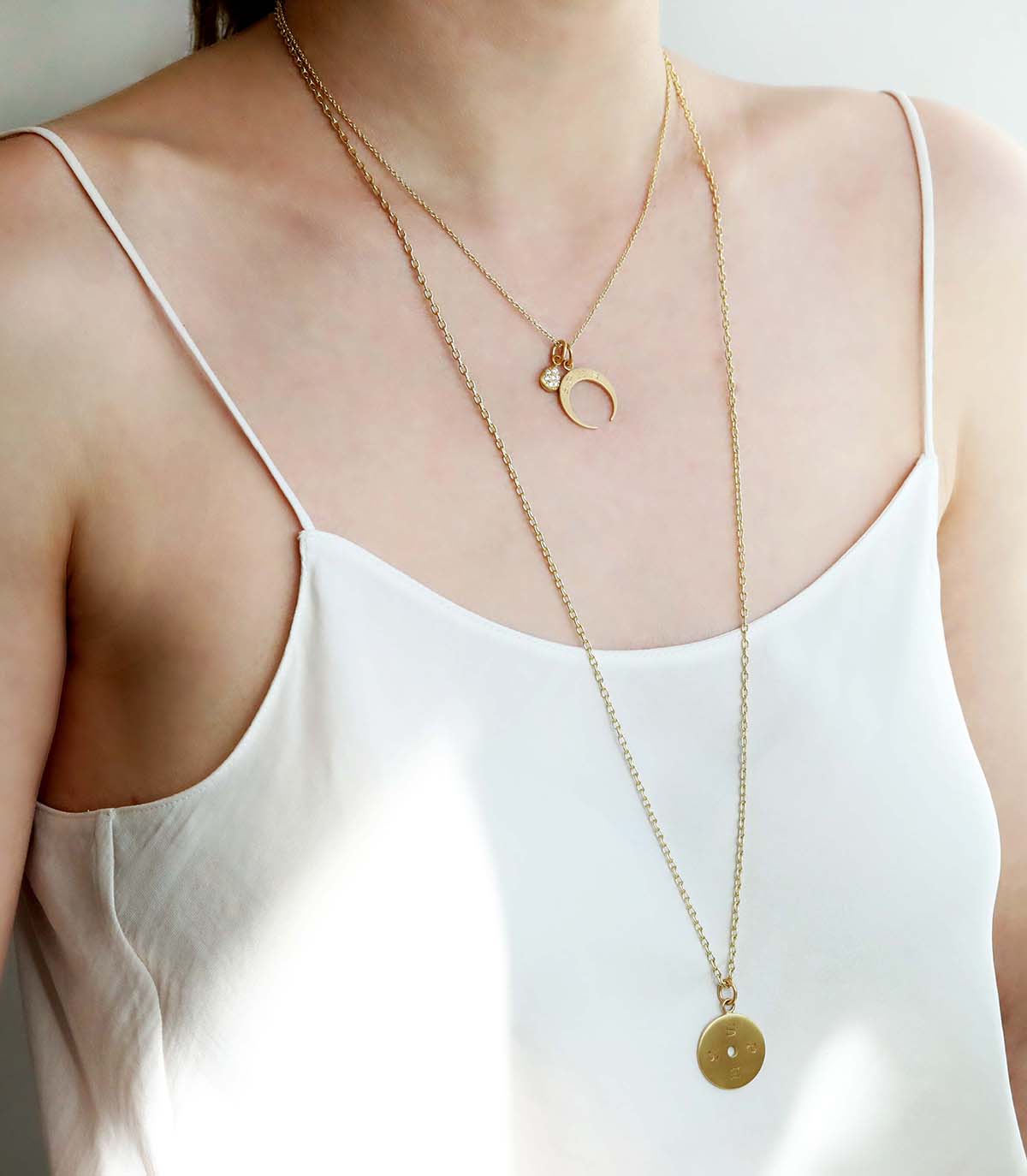 Caroline Ellen 20K Gold Large Open Disc Pendant with "Opes/Spes" Engraving
