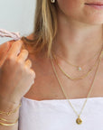 Caroline Ellen 20K Gold Medium "Lentil" Pendant with Cognac Diamond Star Shape