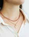 Caroline Ellen 20K Gold Medium "Lentil" Pendant with Cognac Diamond Star Shape