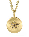 Caroline Ellen 20K Gold Medium "Lentil" Pendant with Cognac Diamond Star Shape