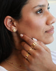 Caroline Ellen 20K Gold Medium Lentil Studs with Sunburst-Set Diamonds