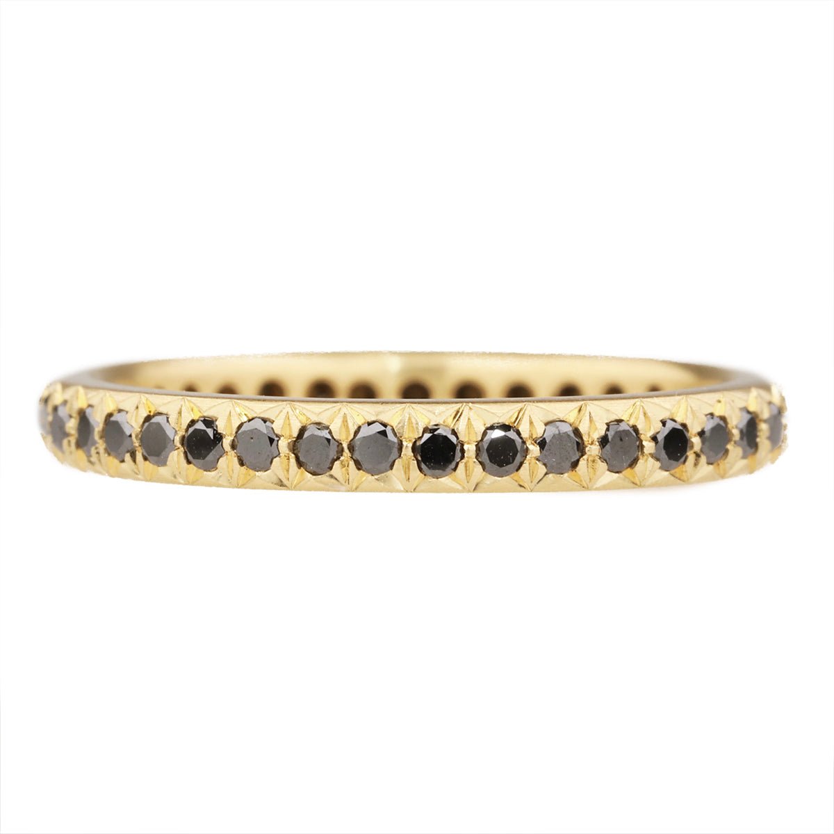 Caroline Ellen 20K Gold Pave Black Diamond Ring