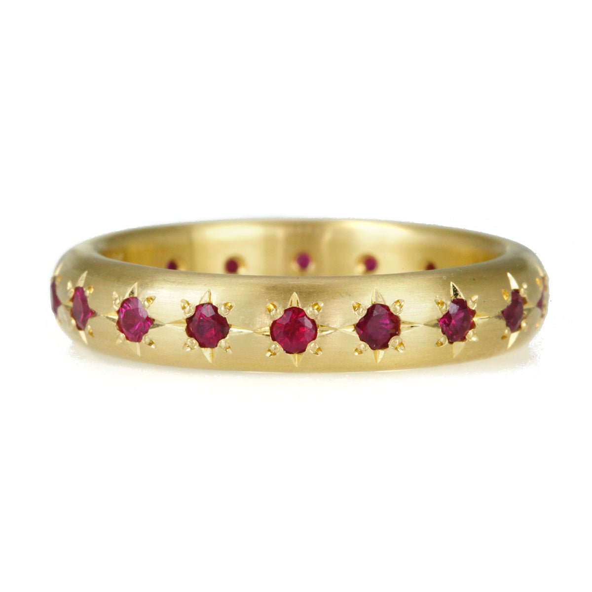 Caroline Ellen 20K Gold Semi-Rounded Ring with 18 Star-Set Burmese Rubies