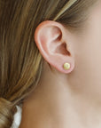 20K Gold Small "Lentil" Studs with Star-Set Diamond Center