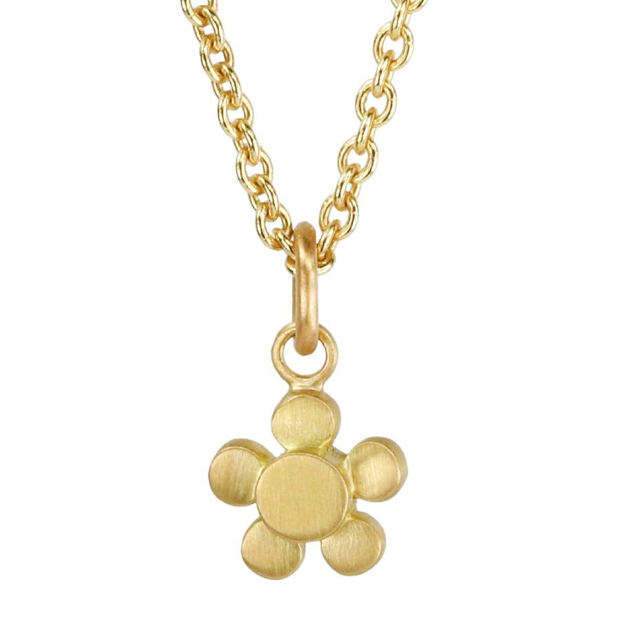 Caroline Ellen 20K Gold Solid Flower Pendant with Five Round Petals