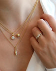 Caroline Ellen 20K Gold Wide Star-Set Diamond Rondelle Necklace