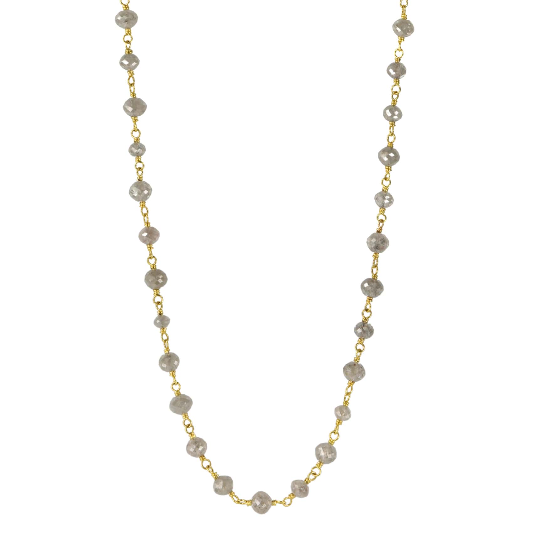 Caroline Ellen 18K Gold Wire-Wrapped Grey Diamond Necklace