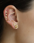 Caroline Ellen 20K Yellow Gold XS Three-Petal Flower Stud Earring with Bezel-Set Center Diamond (0.07 tcw)