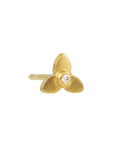 Caroline Ellen 20K Yellow Gold XS Three-Petal Flower Stud Earring with Bezel-Set Center Diamond (0.07 tcw)