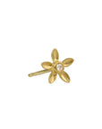 Caroline Ellen 20K Gold XXS Five-Petal Flower Stud Earring with Diamond Center