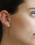 Caroline Ellen 20K Gold XXS Five-Petal Flower Stud Earring with Diamond Center