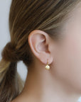 Caroline Ellen 20K Yellow Gold Mini Lentil Disc Earrings with Diamonds