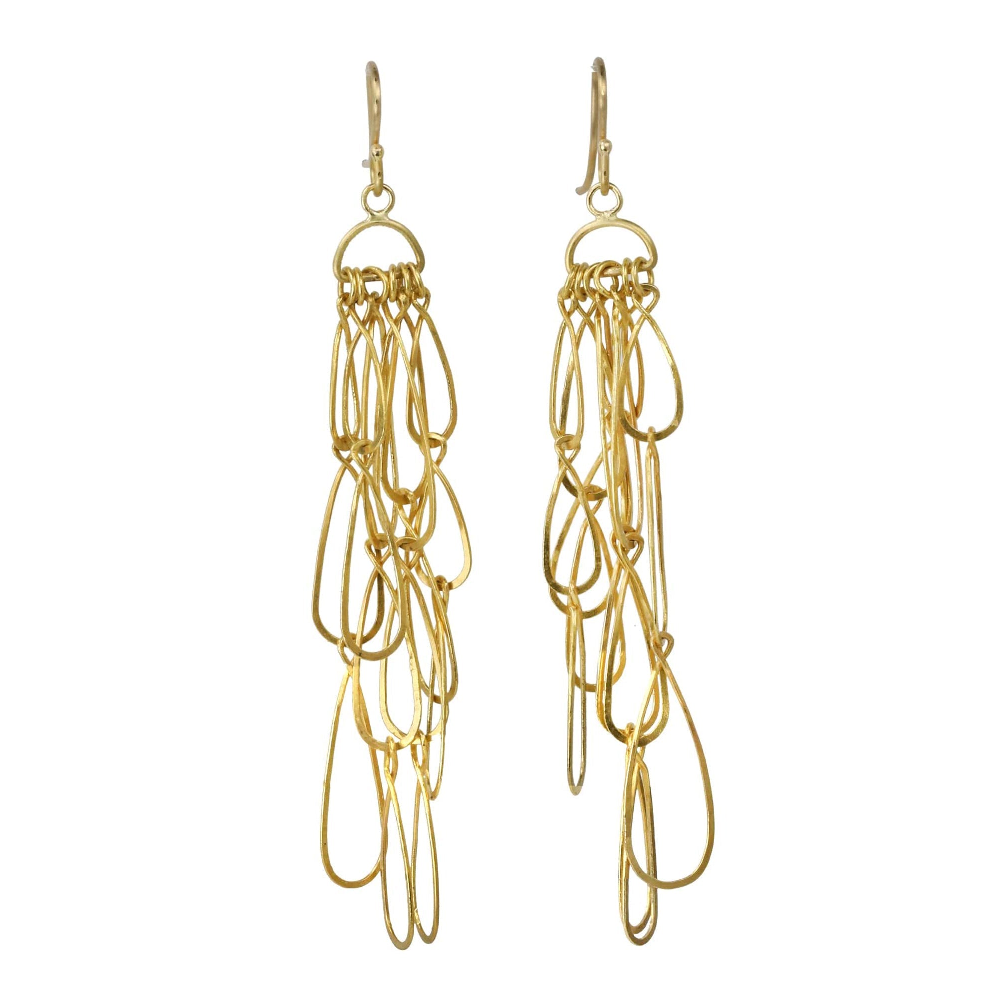 Rosanne Pugliese 22K and 18K Gold Teardrop Long Layered Earrings