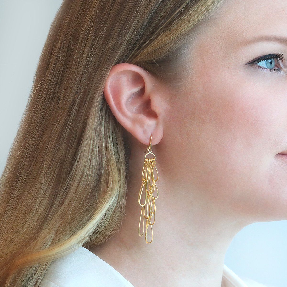 Rosanne Pugliese 22K and 18K Gold Teardrop Long Layered Earrings