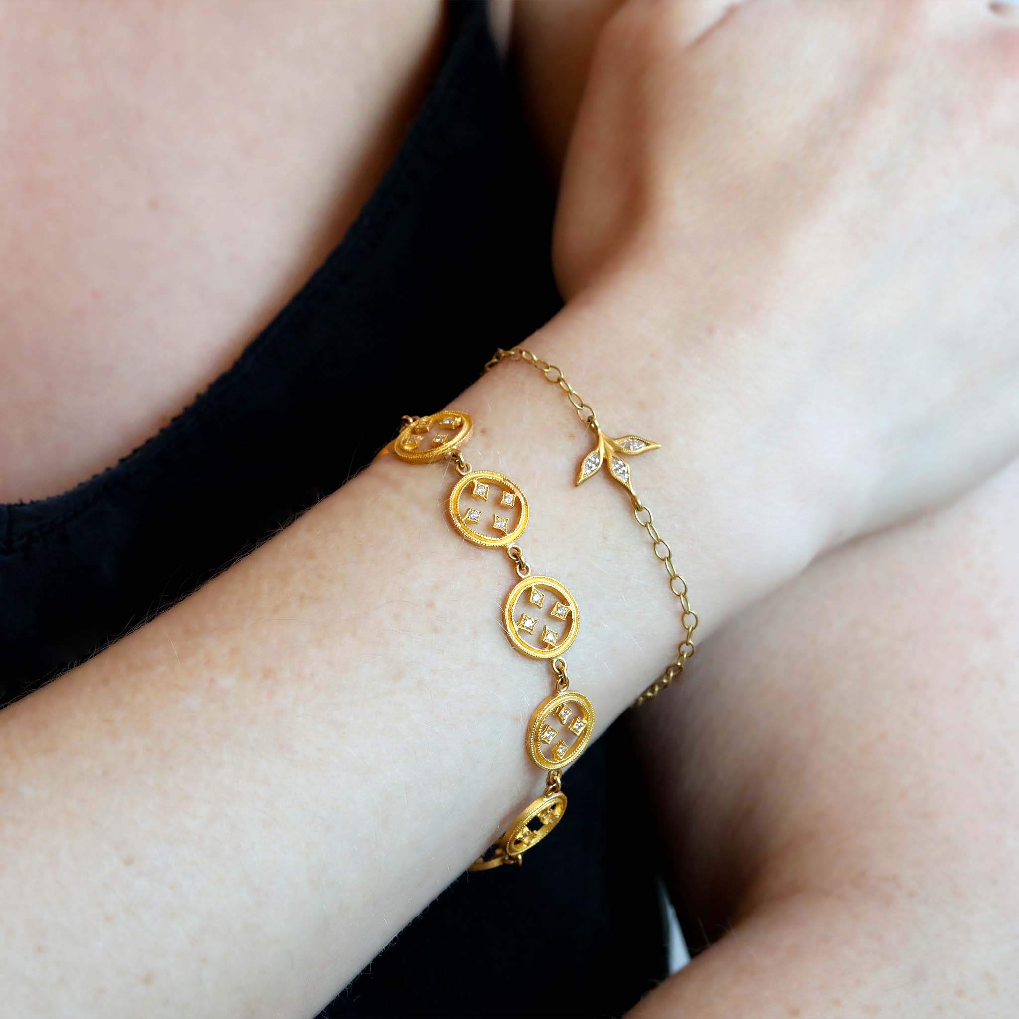 Cathy Waterman 22K Gold and Diamond "Stained Glass" Bracelet