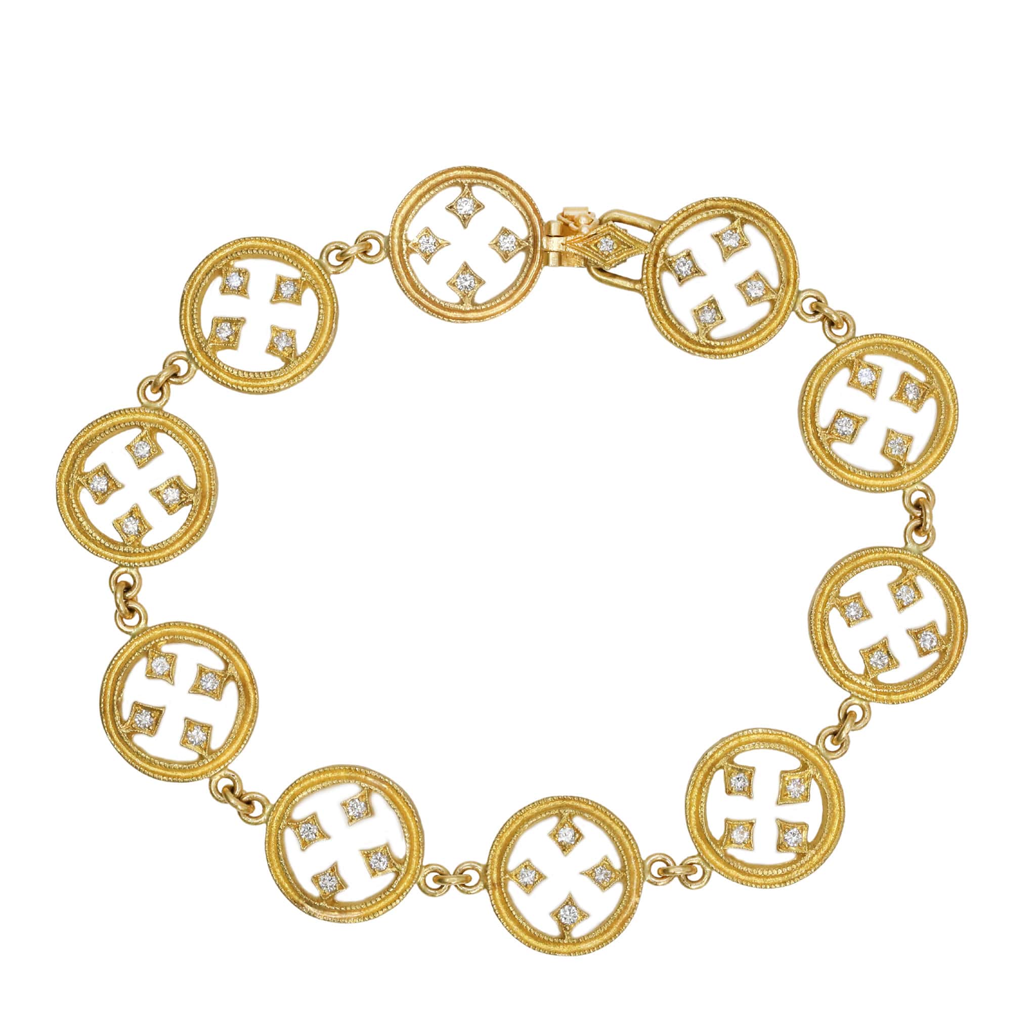 Cathy Waterman 22K Gold and Diamond "Stained Glass" Bracelet