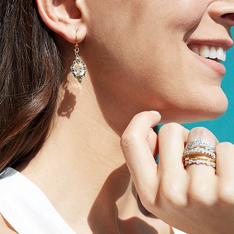 Cathy Waterman 22K Gold and White Topaz "Small Scallop" Earrings with Diamonds