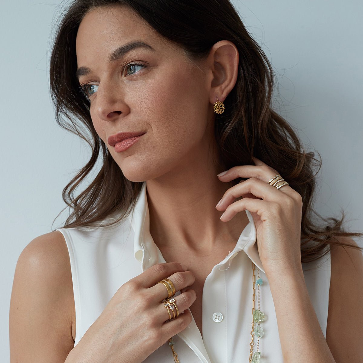 Cathy Waterman 22K Gold "Baby's Breath" Earrings