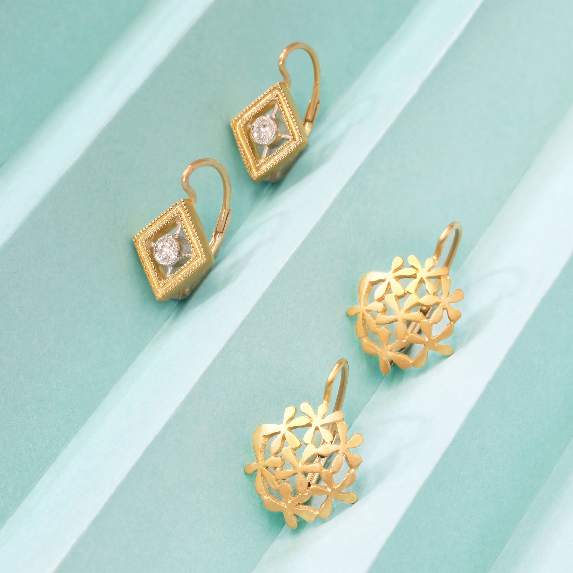 Cathy Waterman 22K Gold "Baby's Breath" Earrings