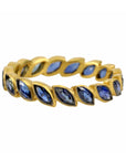 Cathy Waterman 22K Gold Blackened Blue Sapphire "Laurel" Band