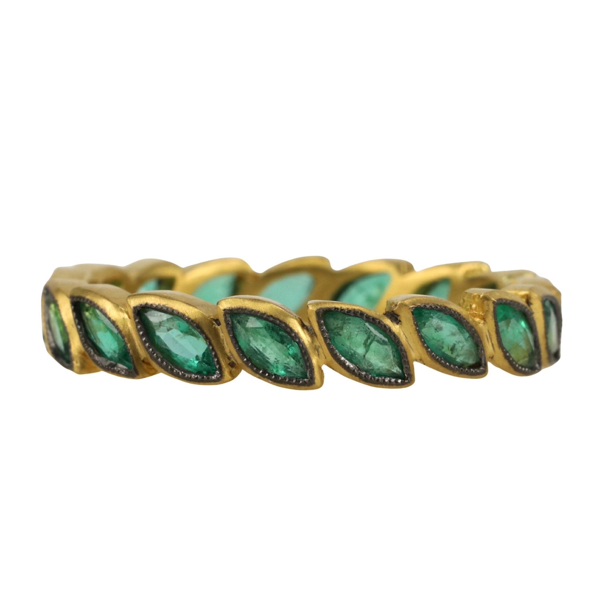 22K Gold Blackened Emerald "Laurel" Ring