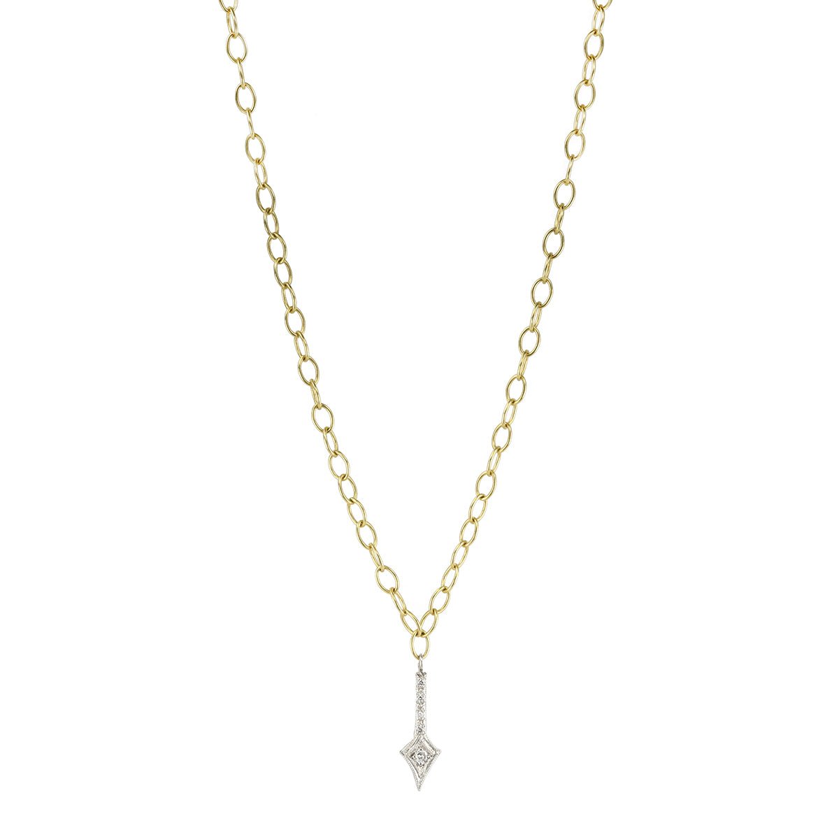 22K Gold Chain Necklace with Platinum & Diamond Arrow