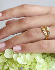 Cathy Waterman 22K Gold Diamond Ring with Blue Sapphires