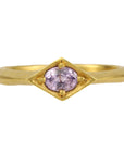 Cathy Waterman 22K Gold Hammered Kite-Shaped Ring with Oval Pink Sapphire Center