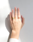 Cathy Waterman 22K Gold Hammered Kite-Shaped Ring with Oval Pink Sapphire Center