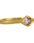 Cathy Waterman 22K Gold Hammered Kite-Shaped Ring with Oval Pink Sapphire Center