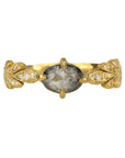 22K Gold "Leafside" Ring with Grey Rosecut Diamond Center