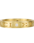 Caroline Ellen 22K Gold Engraved "May You Have Luck And Laughter" Ring with Diamonds
