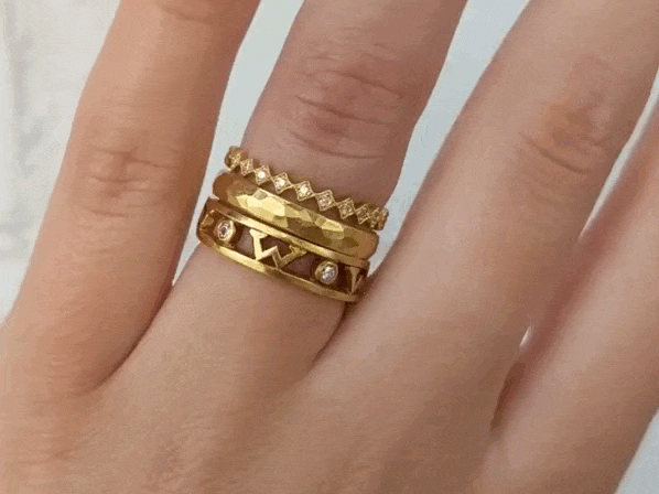 Cathy Waterman 22K Gold Open "Mom" Ring with Diamonds