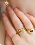 22K Gold Pave Diamond & Ruby "Eye of Horus" Ring - Peridot Fine Jewelry - Cathy Waterman