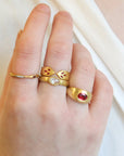 22K Gold Pave Diamond & Ruby "Eye of Horus" Ring - Peridot Fine Jewelry - Cathy Waterman