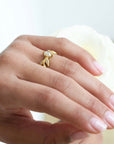Cathy Waterman 22K Gold Rose Cut Diamond "Diana" Ring with Marquise Diamond Leaves