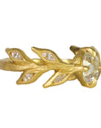 Cathy Waterman 22K Gold Rose Cut Diamond "Diana" Ring with Marquise Diamond Leaves