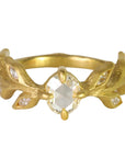 Cathy Waterman 22K Gold Rose Cut Diamond "Diana" Ring with Marquise Diamond Leaves