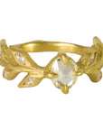 Cathy Waterman 22K Gold Rose Cut Diamond "Diana" Ring with Marquise Diamond Leaves
