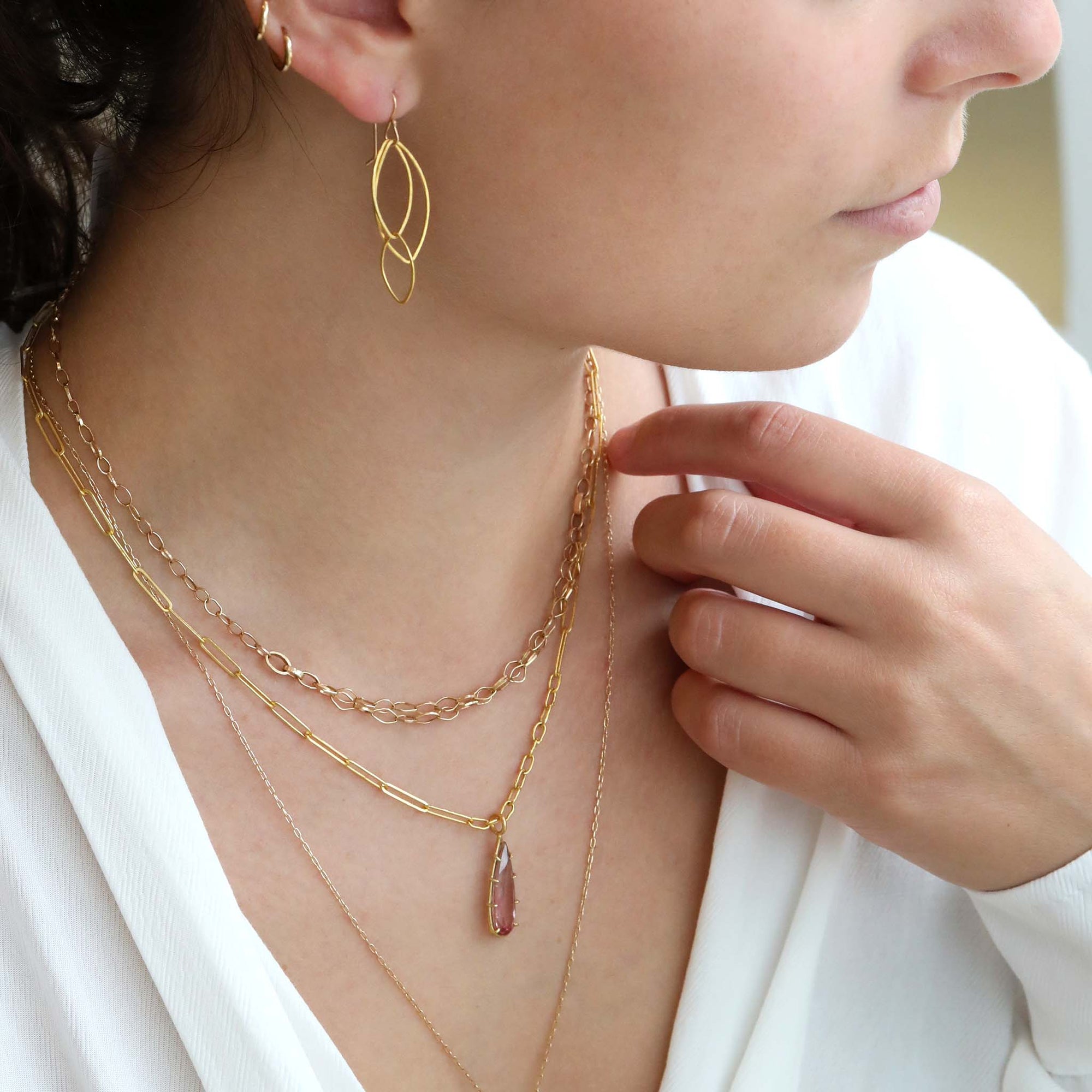 Rosanne Pugliese 22K Gold Small "Orchid Leaf" Earrings