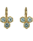 Cathy Waterman 22K Gold Triple Hexagonal Green Sapphire Earrings