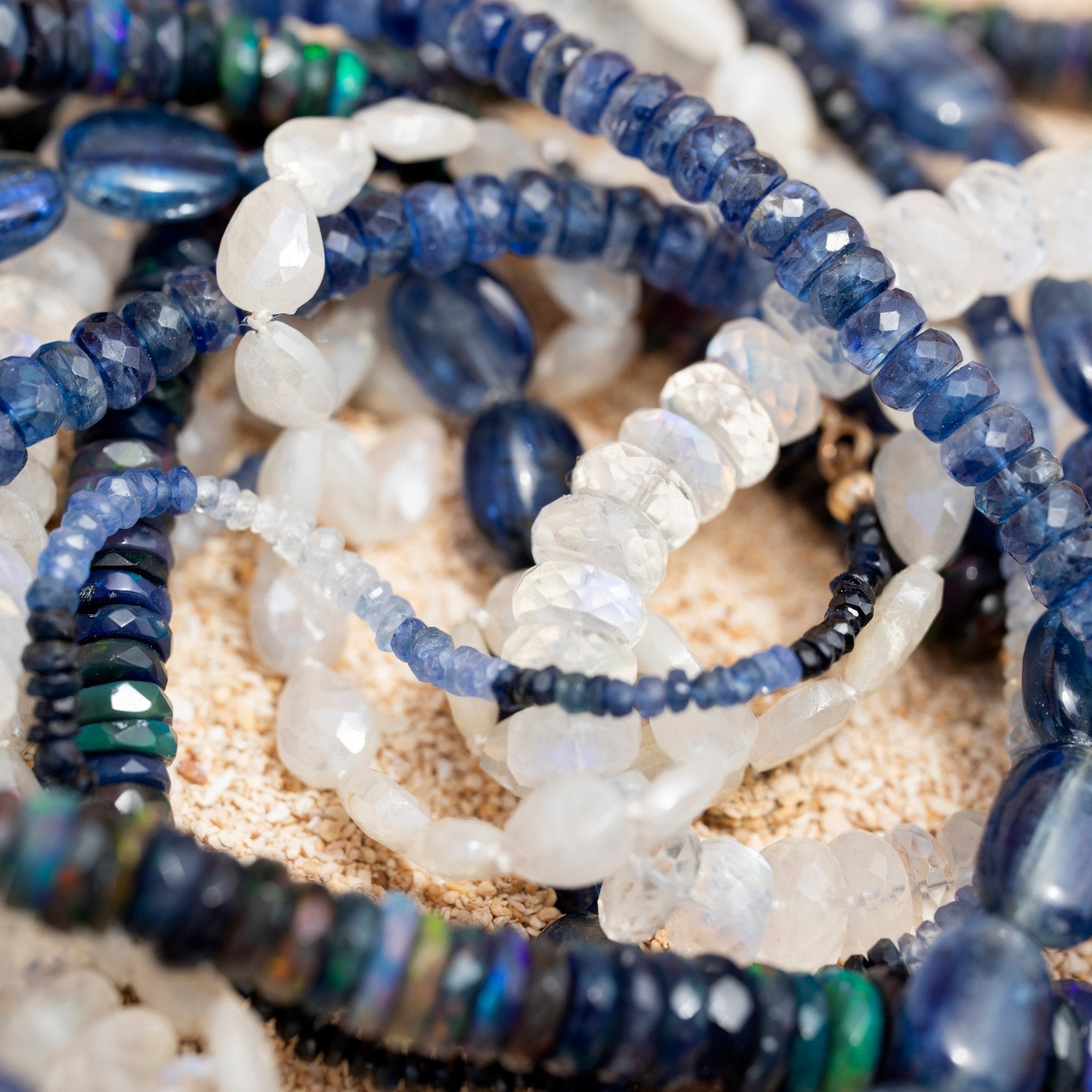 Zahava 24" Faceted Rainbow Moonstone Beaded Necklace